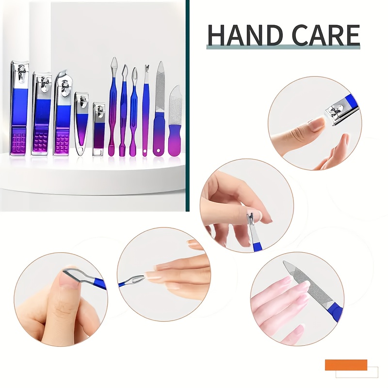 stainless steel colorful nail clippers set manicure tools package travel beauty care set details 4