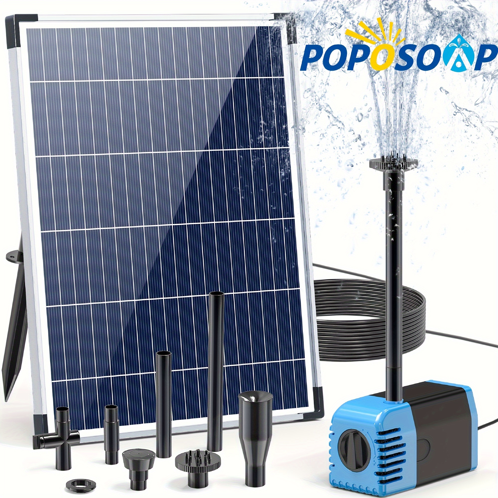 

Solar Water Fountain Pump, 12w Solar Water Pump Outdoor, 160gph Flow Adjustable Submersible Solar Fountain Pump, 16.4ft Cord Length For Ponds, Garden, Fish Pond, Waterfall, Hydroponics Blue