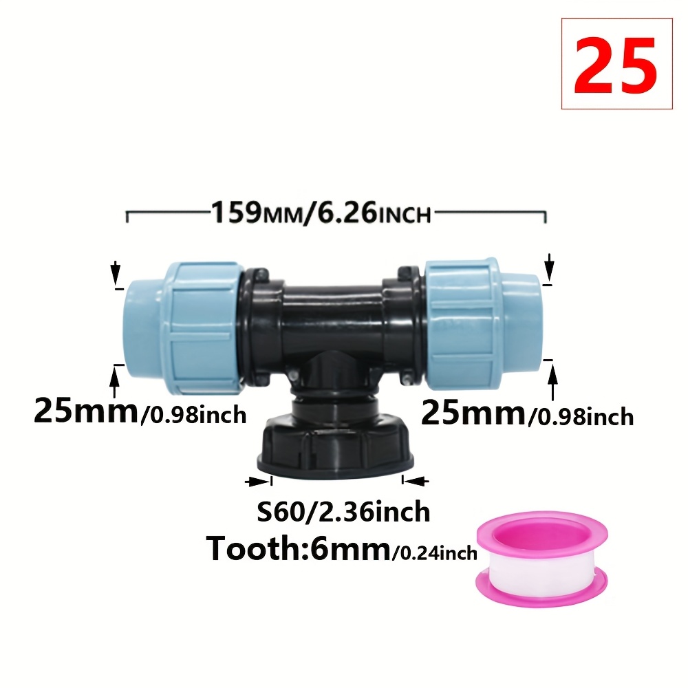 Ibc Tank Adapter S60 To 25mm 32mm Plastic Pe Tube Connector Elbow Tee Water Splitter Pipe Joint For Garden Pe Hose
