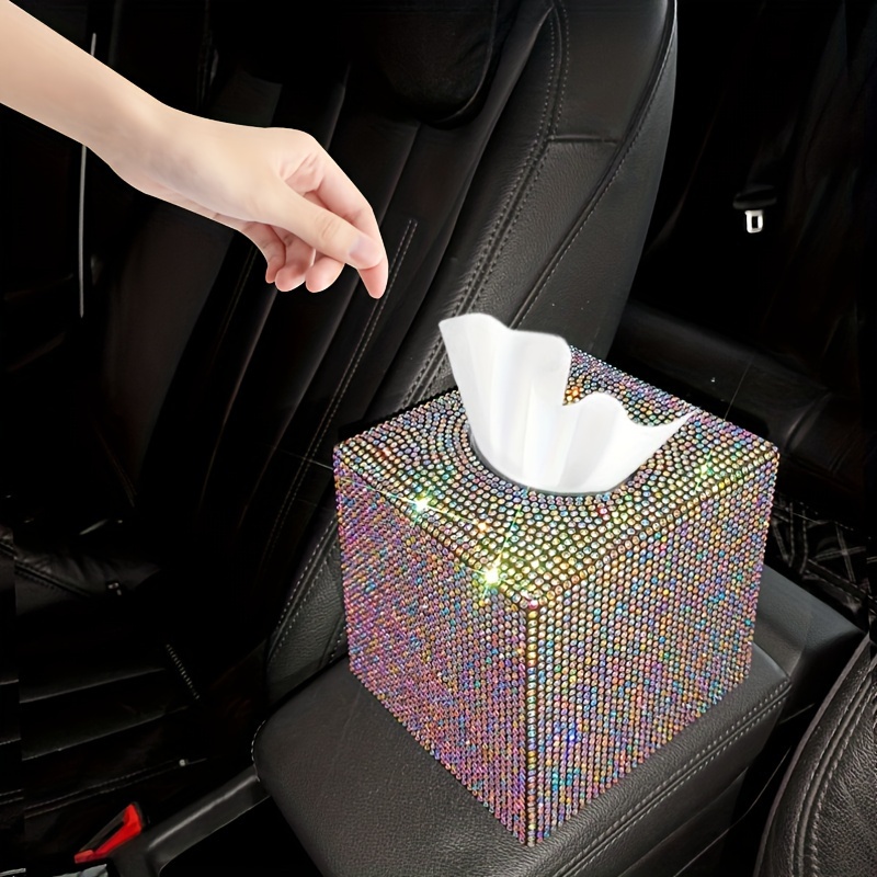 1 piece cute car tissue box bling   paper holder sparkling crystal paper storage box decorative tissue   for cars offices kitchens and household use girl holiday gifts Product details 2