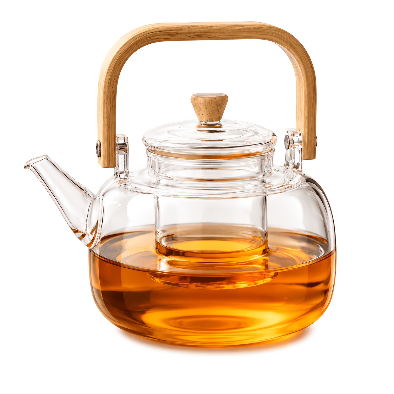 TEMU 1pc 1pcs 1pc Suitable For Brewing Loose Leaf Tea & Cold Brew Pitcher, Borosilicate Glass Teapot With Removable Infuser, Stovetop Safe