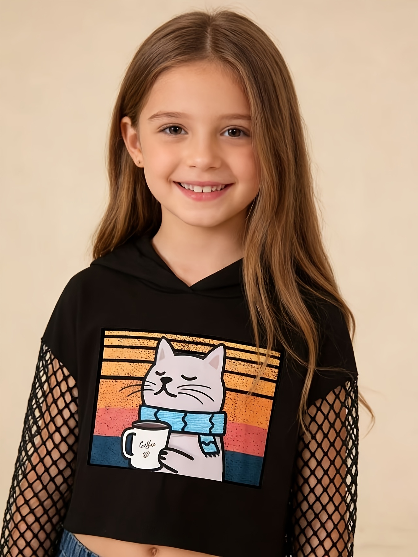 DISNIMO Girls Crop Tops Hoodies 5-14T Kids Long Sleeve