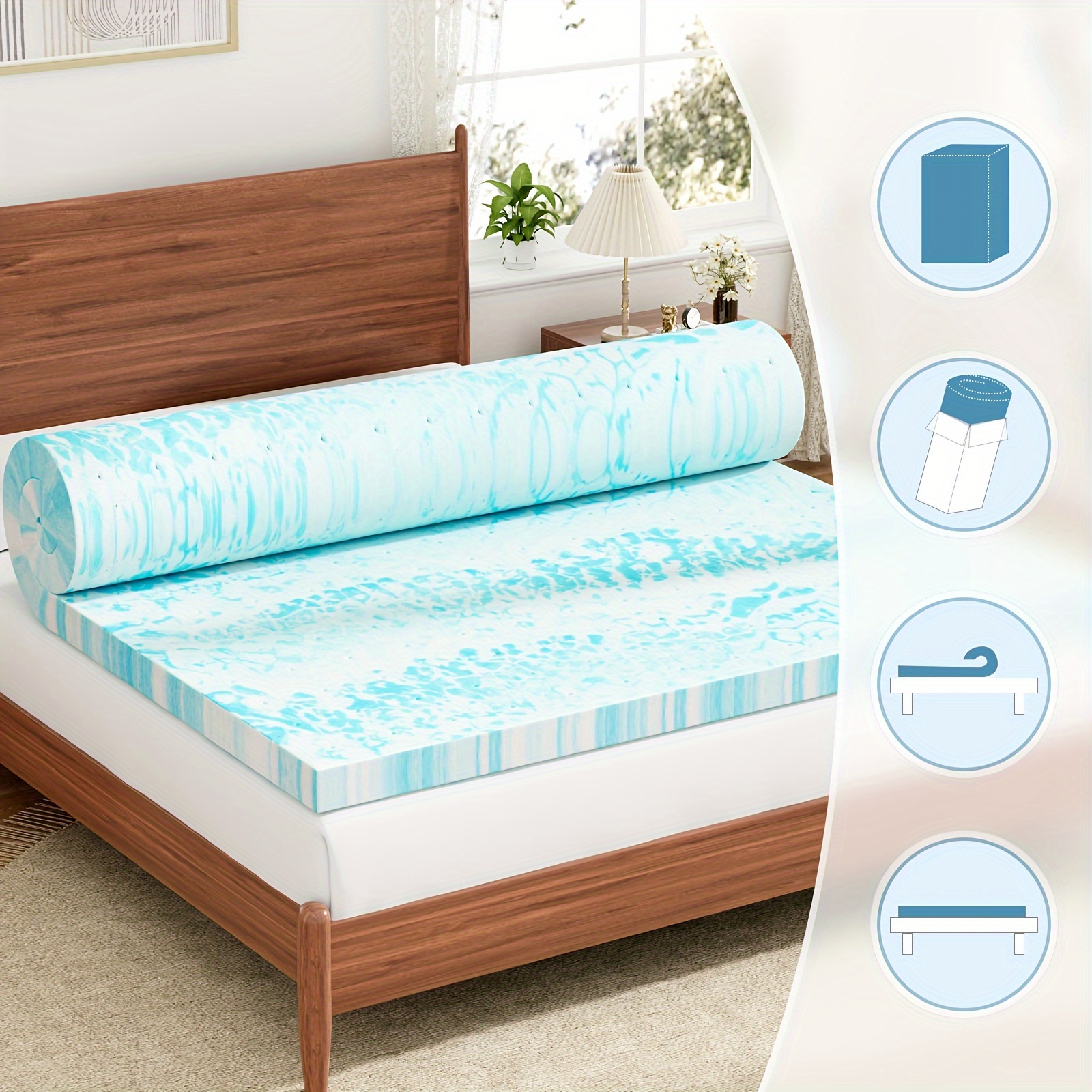 Mattress Topper Full Memory Foam Thick Gel Infused Bed - Temu