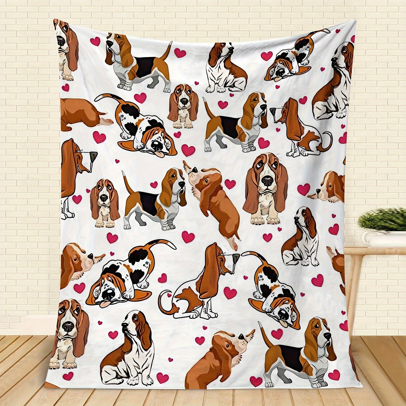 

Cozy Basset Hound Plush Throw Blanket - Soft, Reversible Flannel For Couch, Bed, Office & Travel - Perfect Gift For Pet Enthusiasts