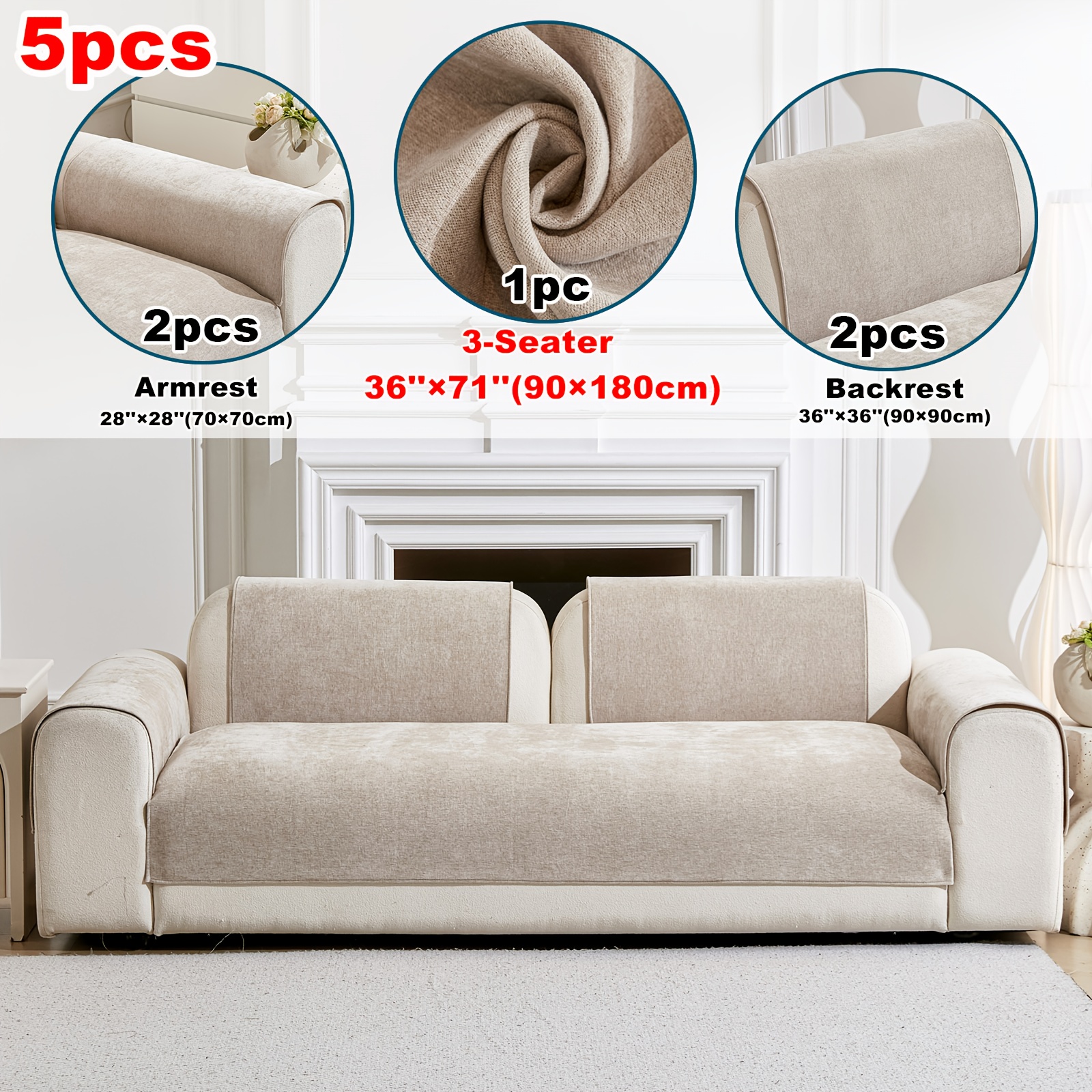 TEMU 5бр. Мо Ян Комплект Възглавници за Диван - Модерен, Минималистичен, Едноцветни Шенилни Възглавници за Диван. Подходящи за Домашни Любимци,-image-17606263828604