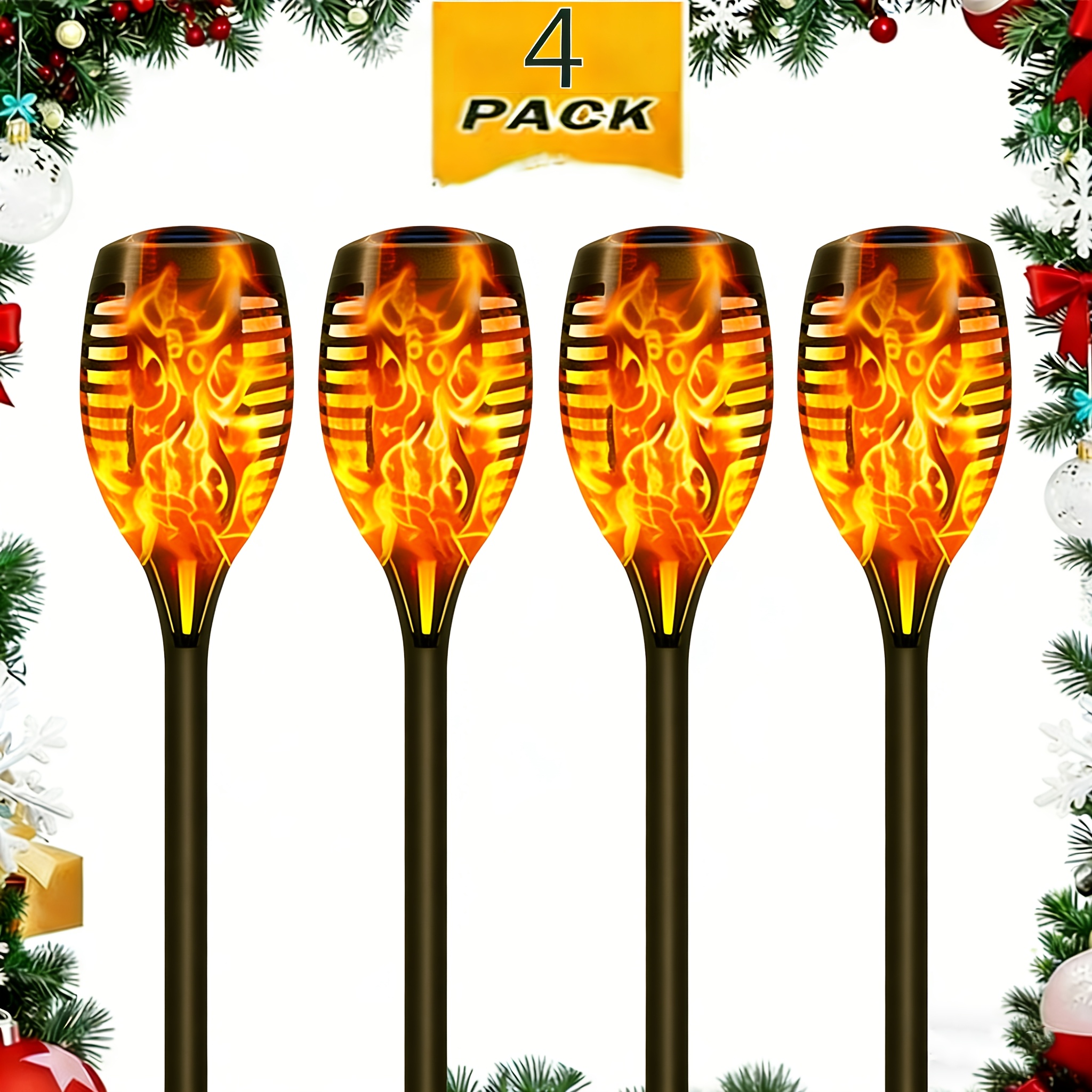 4 to 20pcs Outdoor Solar Torch Lights Warm LED Flame Effect for Yard Garden Decor IP55