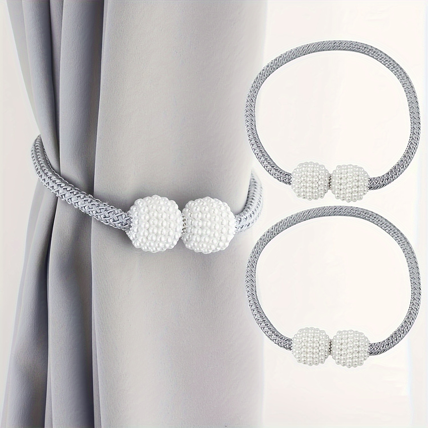 2pcs   polyester curtain tie backs silvery finish window drapery holdbacks for home and office decor details 7