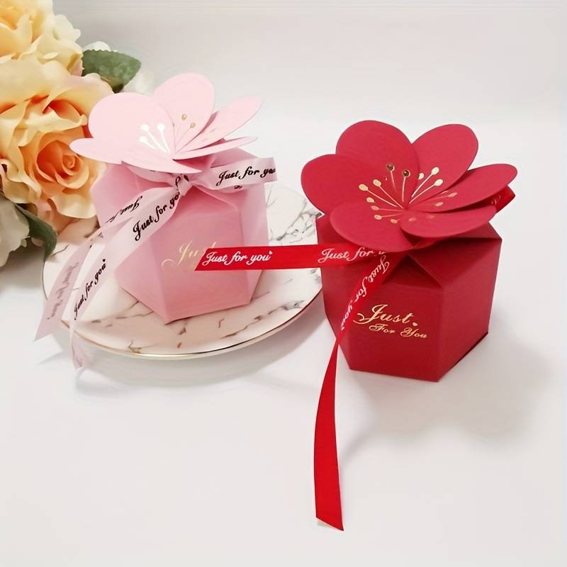 Lot De 50 Boîtes à Dragées En Forme De Cœur Papillon - Pour Mariage, Anniversaire Ou Fête - À Monter Soi-même Avec Ruban Inclus