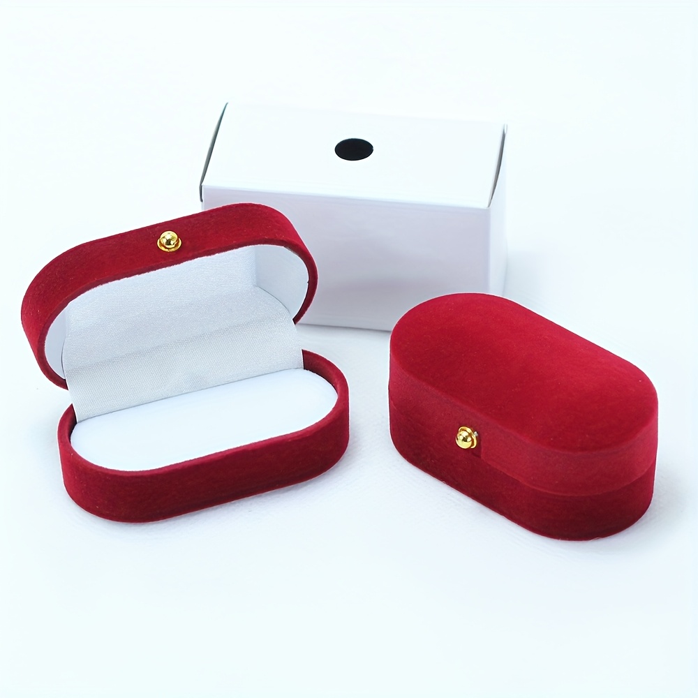 Image of 1pc Of Cute Velvet Ring Jewelry Box For Pendants, Earrings, And Necklaces, Perfect For Storing Gifts For , Lovers, Or ' Birthdays, Jewelry Boxes