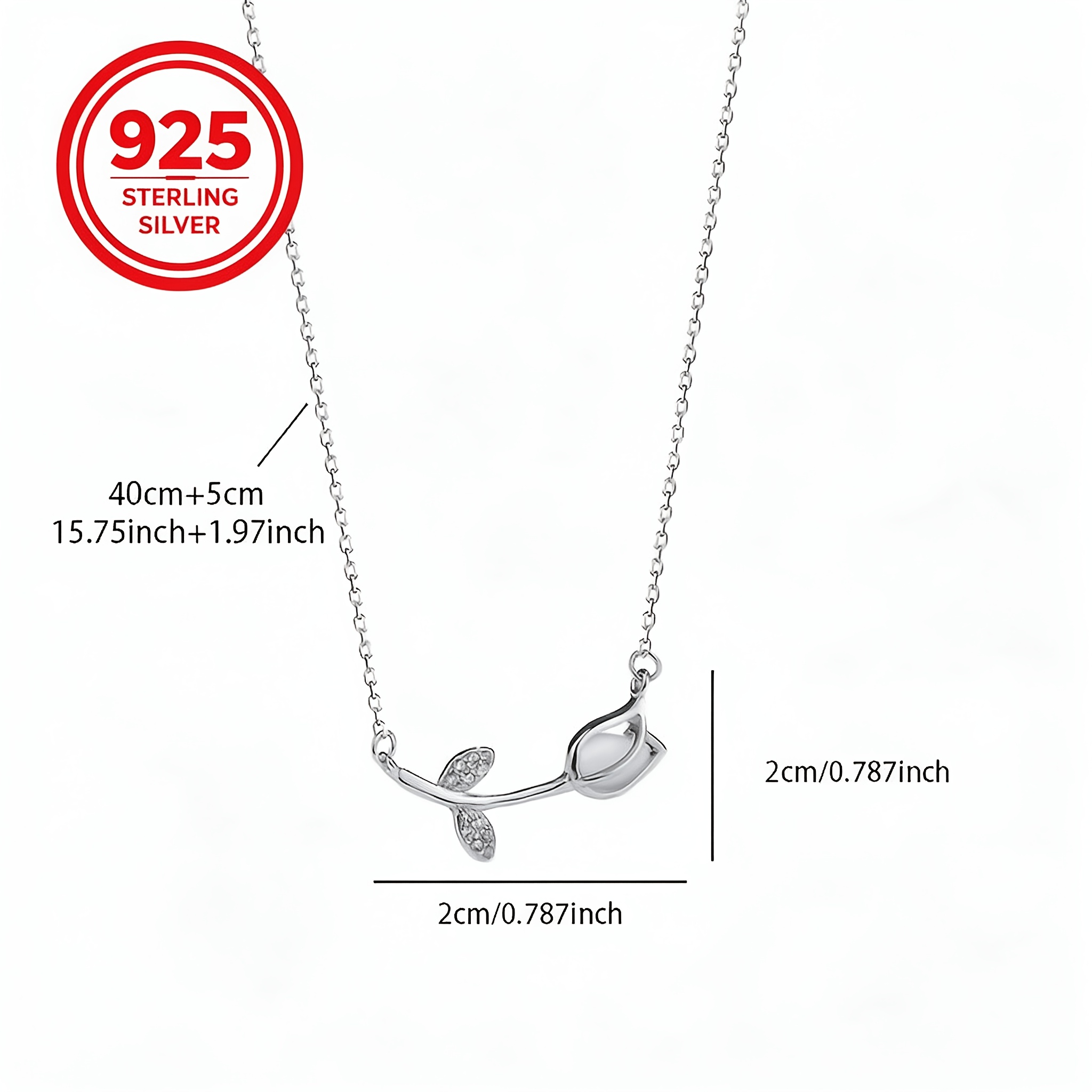 Women's 925 Silver Tulip Flower Clavicle Necklace, Light Luxury