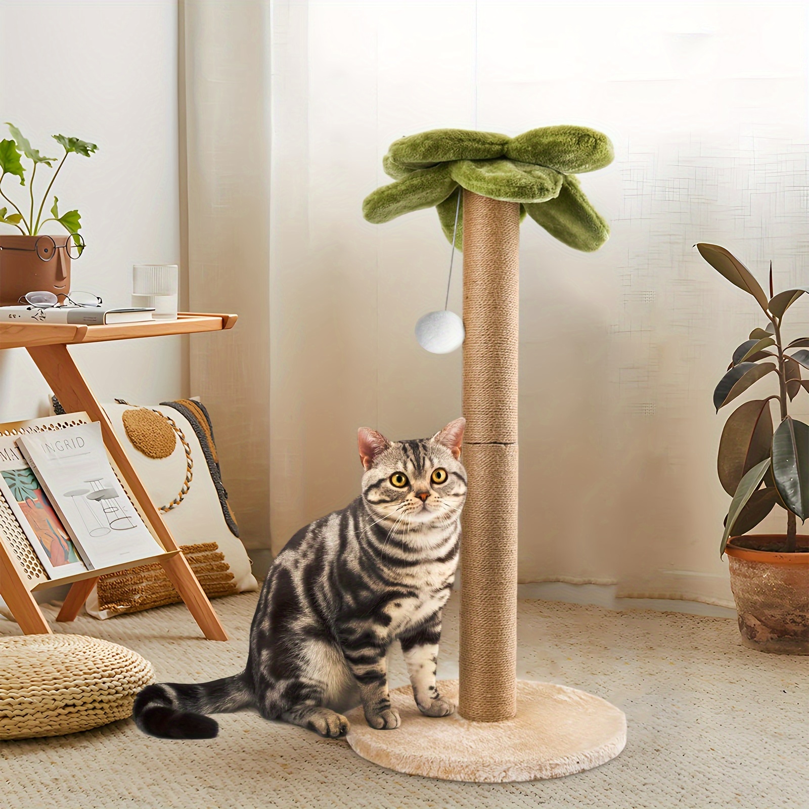 

Chic Pet Tree With Scratching Post - Sisal Rope, Non-slip Base, Cartoon Design For Cats, Exquisite Design, Climbing Frame, Wear-resistant, Small And Non Occupying