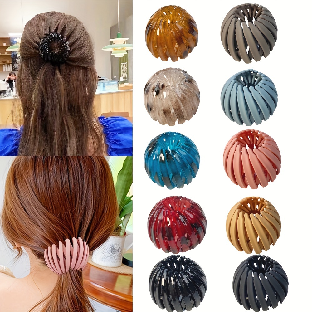 

charming" 5-piece Bird's Nest Magic Hair Clips Set - Elegant & Cute Ponytail Holders For Women, Expandable Bun Maker, Perfect For Thin Hair, Ideal Wedding Accessory