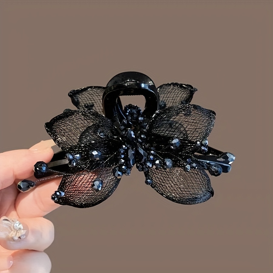 E-shop Elegante Schmetterlings-Haarnadel mit Strasssteinen Perlen – für Hochzeiten, Weihnachten Neujahrsgeschenke – Resin, Schleifenform, , Uni-Farbe