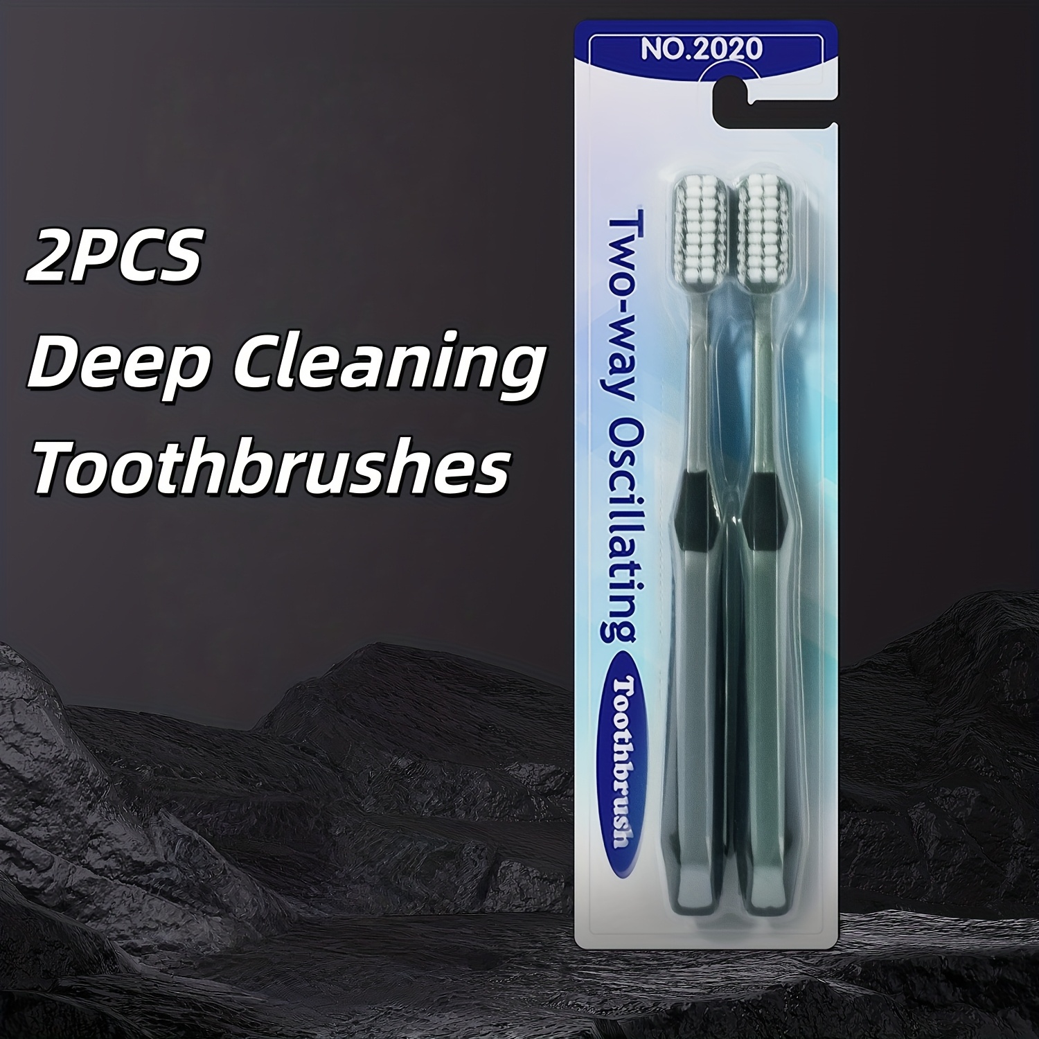 2pcs Hard Bristle Toothbrush With Double-directional Design Cleans Teeth Brush, Ideal For Daily Oral Hygiene