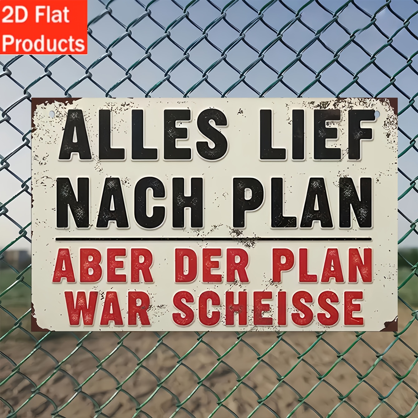 E-shop 2D-Flach, 2D-Flach – Dekoschild & Plakette – . Holzschild, „Alles lief nach Plan, aber war schrecklich“ – Deutschschild | Wanddekoration im