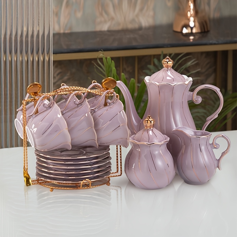 a 22pcs ceramic tea set featuring a delicate elegant vintage - Temu