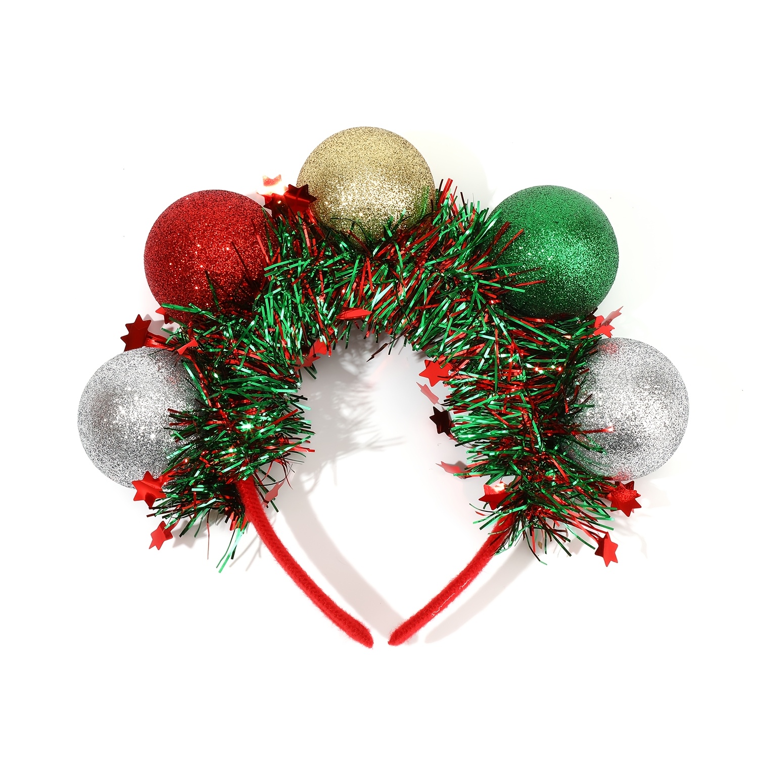 TEMU 1pc Christmas Ball Headband, Glitter Ornament Headband, Christmas Tinsel Hair Band, Accessories, Christmas Party Headpiece, Festive Hair Hoop,