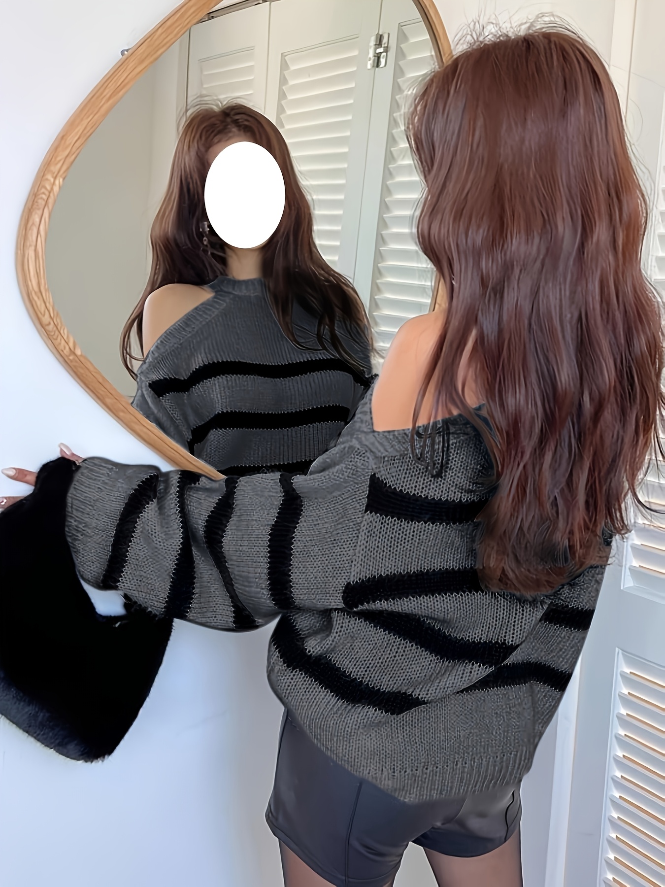 Striped Jumper Off The Shoulder Jumper Dress Plus Size Women's