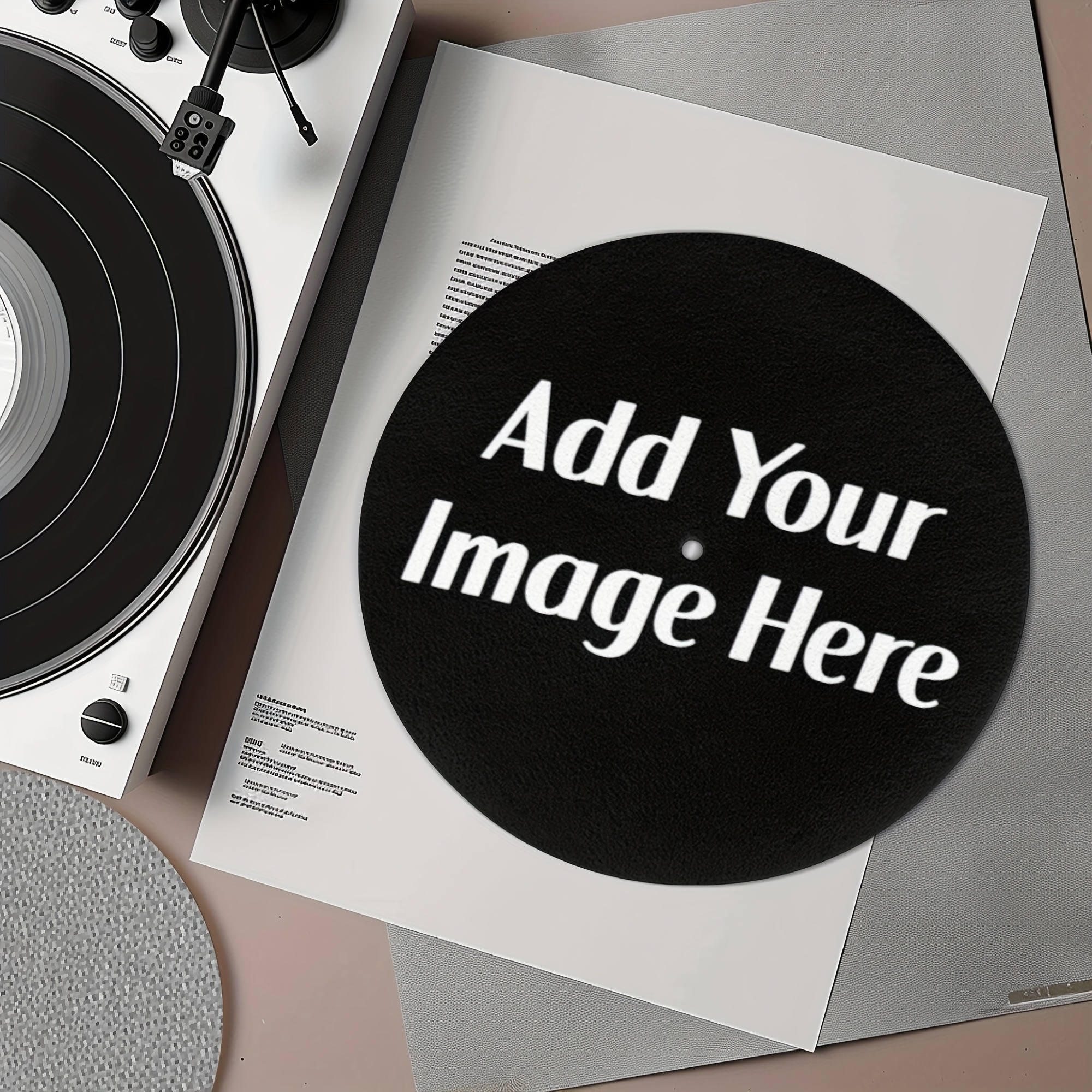 TEMU 1pc Rshubino Personalized Photo Record Mat - Custom Anti-slip Turntable Mat With Your Image, Wrinkle-resistant Vinyl Surface For Enhanced ,