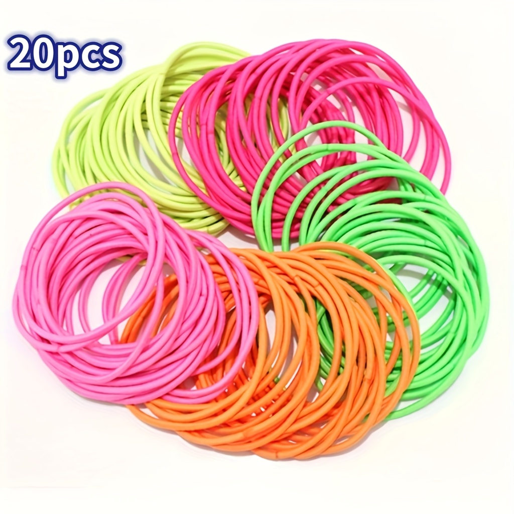 20pcs Fluorescent Seamless Thin Hair Ties, Small Headbands And Hair Accessories-suitable For Daily Use And Holiday Events (christmas, Carnival, 's Day)