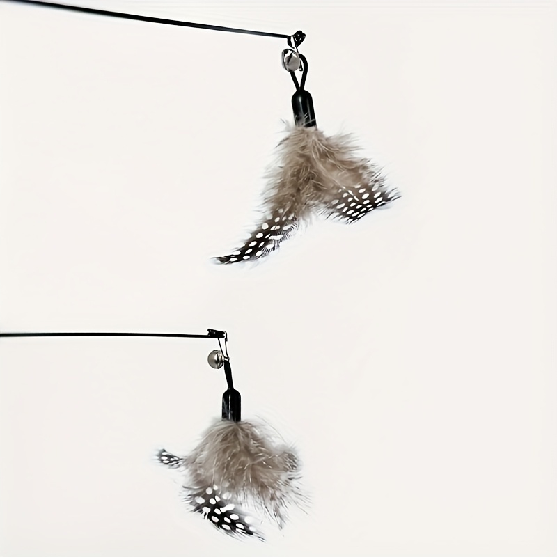 Realistic Feather Teaser Cat Toy with Jingles - Replacement Head for Cat Teaser Wands, Interactive Feathers & Bell Attachment, for Kittens and Cats Training, Playtime Accessory