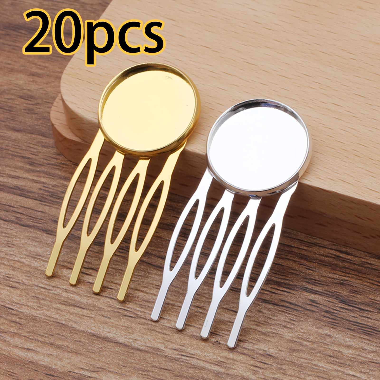 TEMU 20 piezas de peinetas de 4 púas de 20 mm para componentes de joyería DIY - Horquillas para moños, recogidos, trenzas, manualidades con cuentas,