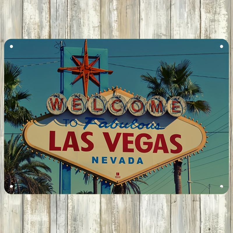 

2D Las Vegas vous accueille Vintage Métal Mur Marque Vintage Signage en fer 8 x 12 pouces