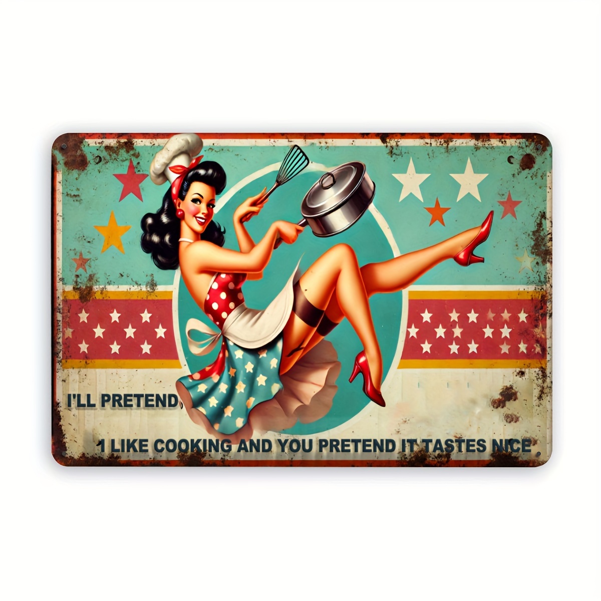 

Retro Kitchen Rules Tin Sign Art Set Of 1, Vintage Iron Wall Art Decor For Home, Restaurant, Bar, Cafe, Man Cave, Indoor And Outdoor Patio, Humorous Cooking Quotes, Durable Metal Posters 8x12 Inch