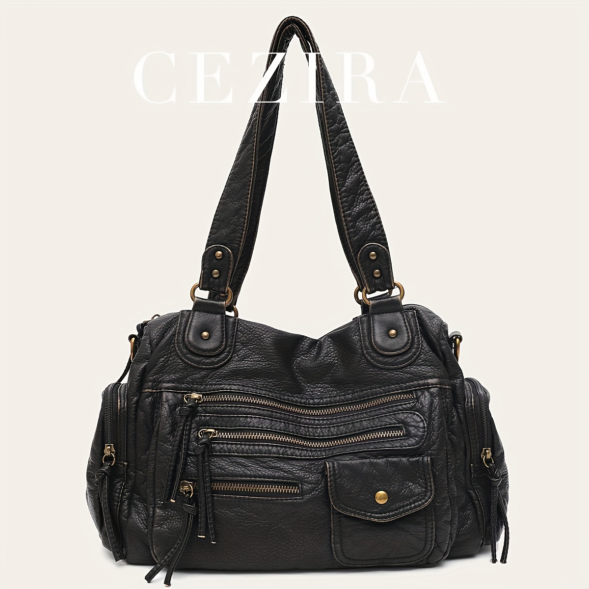Solid Washed Multi-pocket Straps Adjustable Long Belt Crossbody Shoulder Bag For Women Unisex Retro Casual Practical Functional College