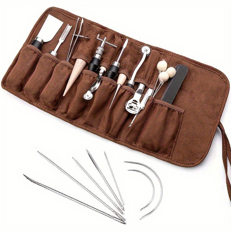 

Kit de maroquinerie professionnel : Ensemble complet d'outils de travail du cuir, grattoirs, accessoires de couture et couteaux d'affûtage pour débutants et