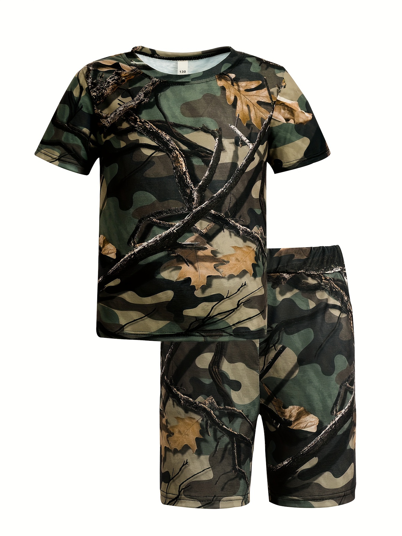 Pigiama Bambino Manica Lunga Con T-Shirt E Shorts - Mimetica Verde - A2Z 4 Kids