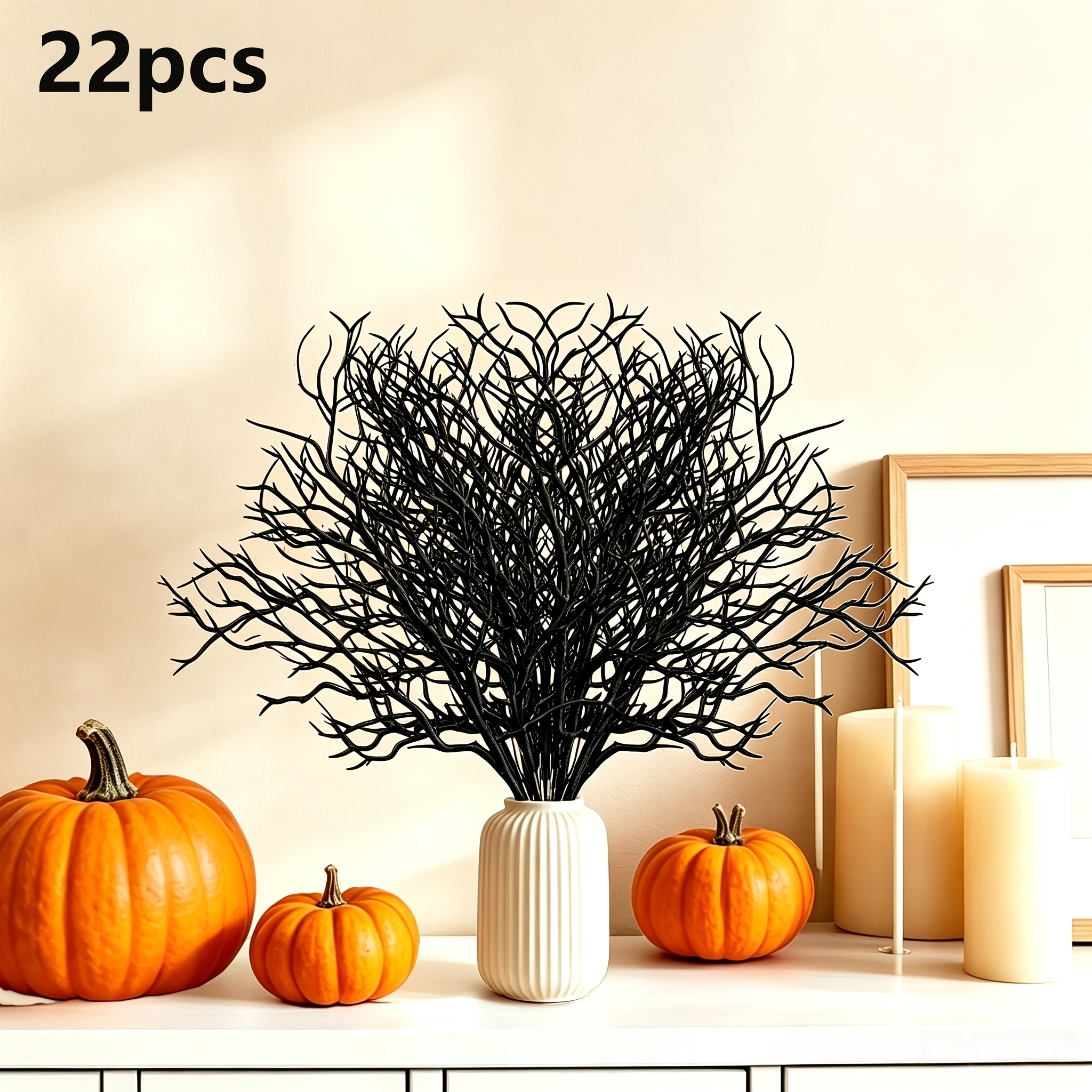 TEMU 22pcs Plantas Decorativas de Secas Artificiales Negras | Artificiales Multifuncionales, Adecuados para Decoración Interior del Hogar, Paisaje de