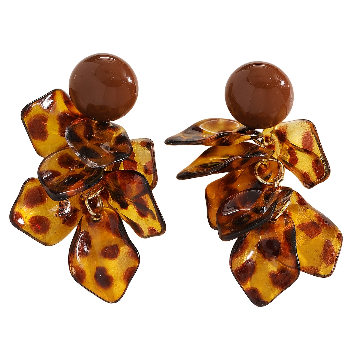 TEMU 1 Paire de Boucles d'Oreilles Tendance à Imprimé Léopard, Pétale et Gland, Parfaites pour et les Vacances des Femmes