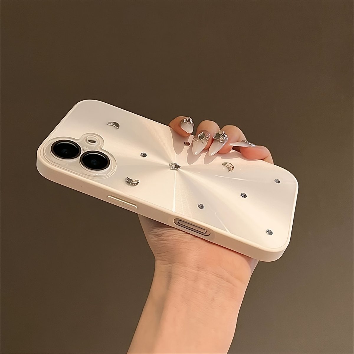 Luxury 3D Glitter Moon Stars Rhinestone Hard Phone Case for iPhone 16 15 14 13 12 Pro Max CD Texture Lens Protective Back Cover