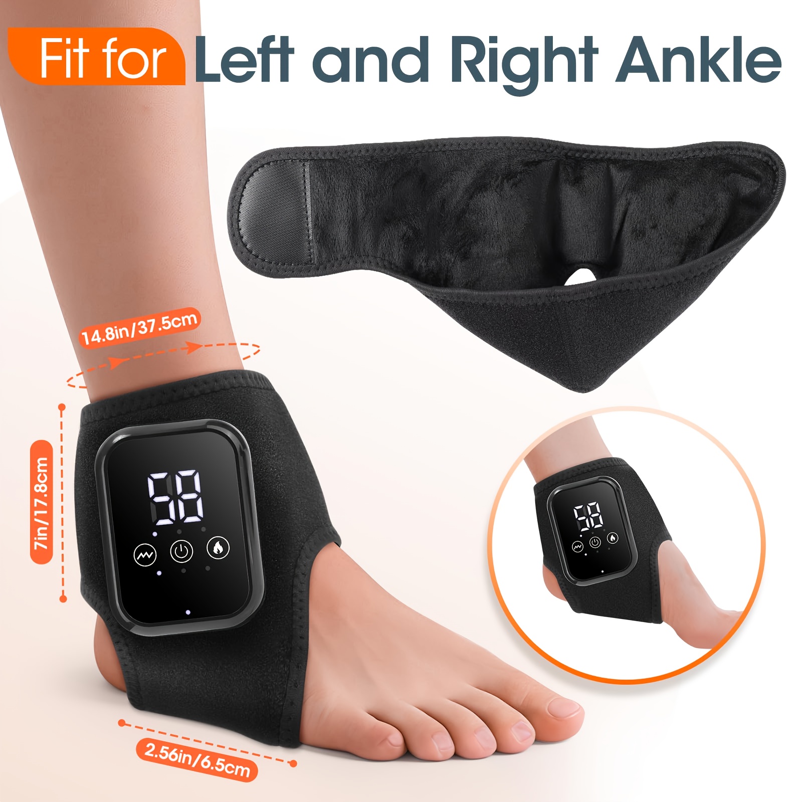TEMU Ankle Massager With Heat And Vibration, Cordless Heated Ankle Wrap, 3 Heat Levels, 3 Vibration , Usb Rechargeable Foot Massager, Portable Ankle