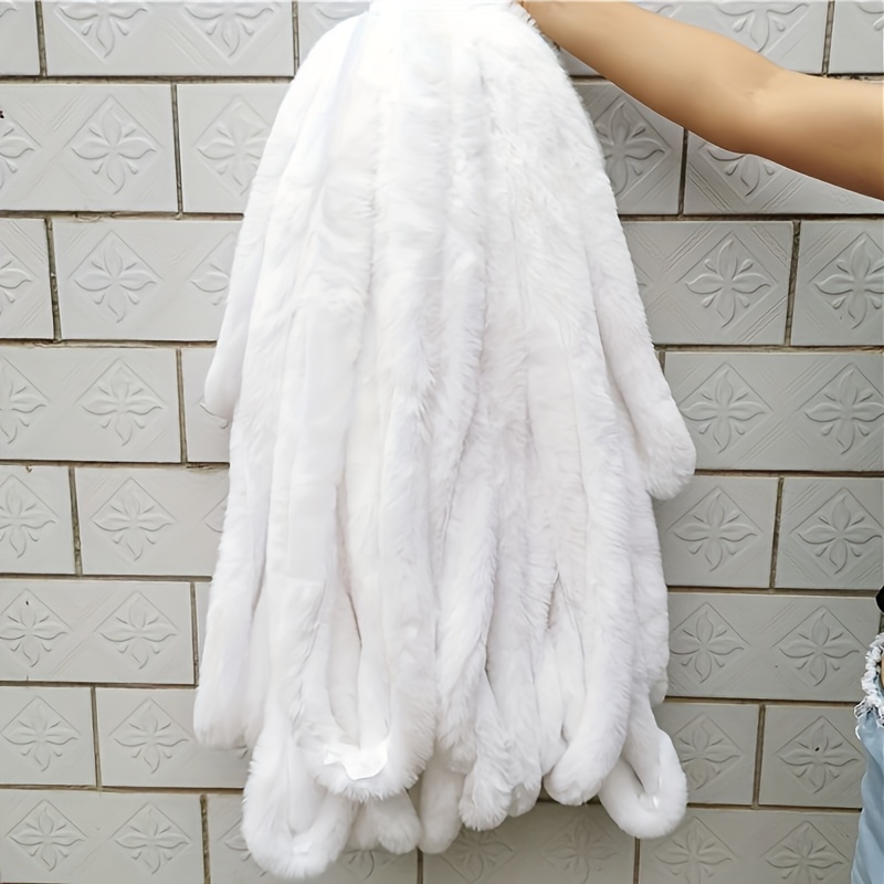 TEMU 1 Roll Extra Long 118.11 Inch White Faux Fur Trim - Ultra Soft Synthetic Rabbit/fox Like Fluffy Trim With Fringe, 1.57 Inch Wide - Suitable For