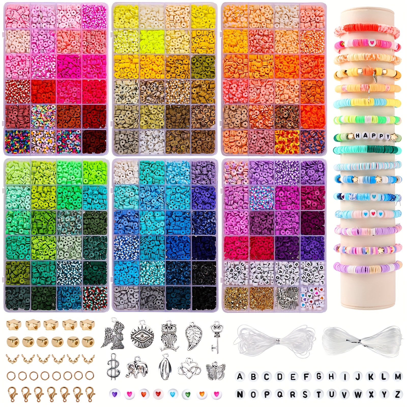 14000pcs 6 box 136 color polymer clay   used for bracelet making kit pendant jewelry kit for jewelry making