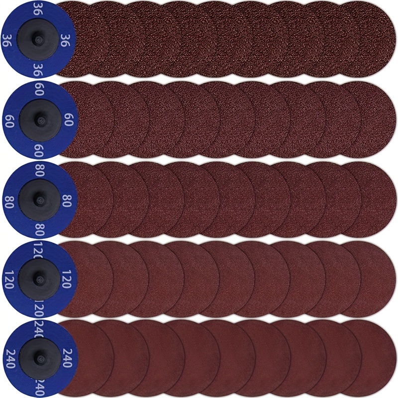 

50pcs Sanding Disc Set - 2" & Discs, 36/60/80/120/180 For Die Grinder - Ideal For Surface Prep, Rust Removal & Polishing