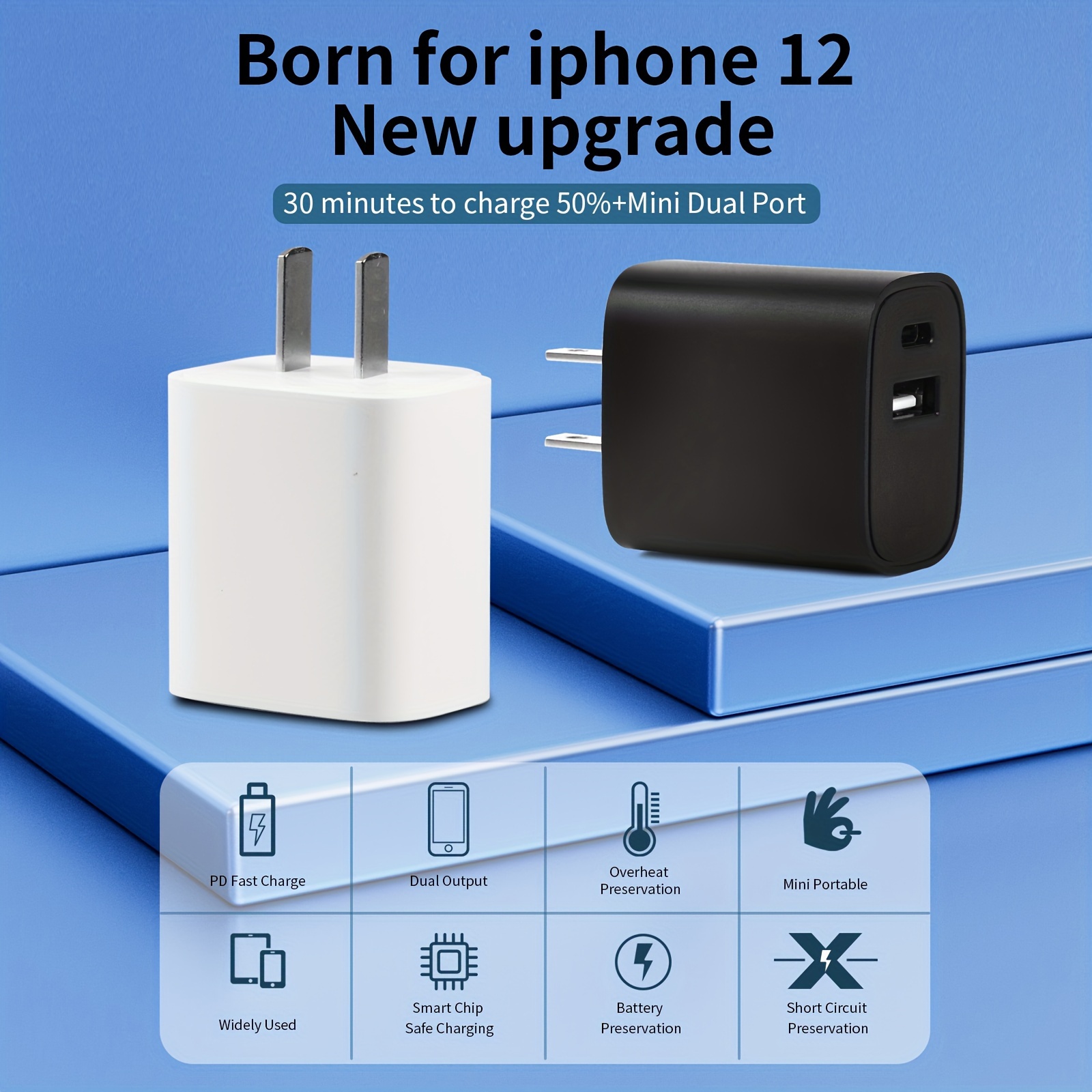 Chargeur USB-C iPhone 15 - Chargeur rapide 20W - Convient pour
