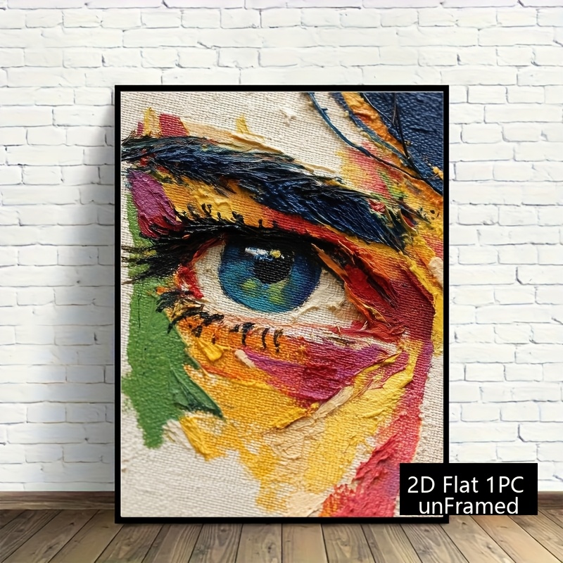 2d flat posters prints one unframed multi size canvas painting colorful textured eye canvas abstract   details     modern wall art a gift for art lovers and creative individuals 2d flat
