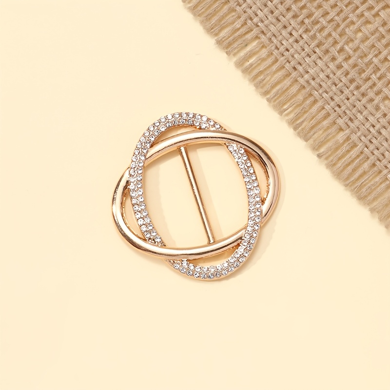 TEMU 1pc Double Ring Scarf - Golden/silvery Metal Shawl Clip, Multi-functional Apparel Pin Suitable For Scarves/shirt Hemlines/cardigans, Elegant