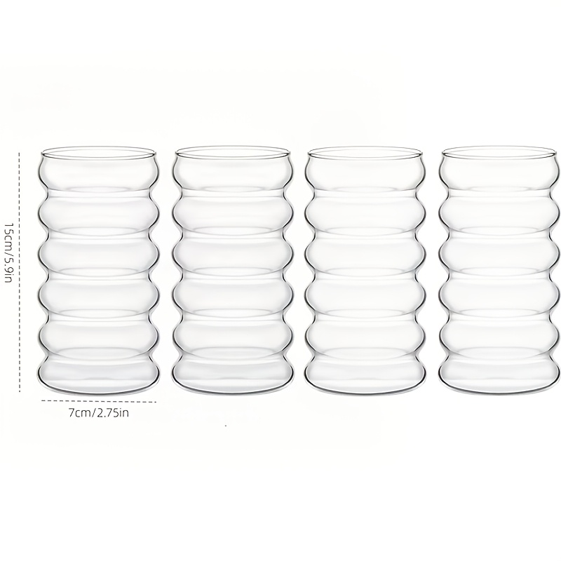 TEMU 4pcs High Borosilicate Round Mouth Glass Cups: Exquisite Coffee Cups, Juice Cups, Milk Cups, Sparkling Water Glasses, Cocktail Glasses, Coffee