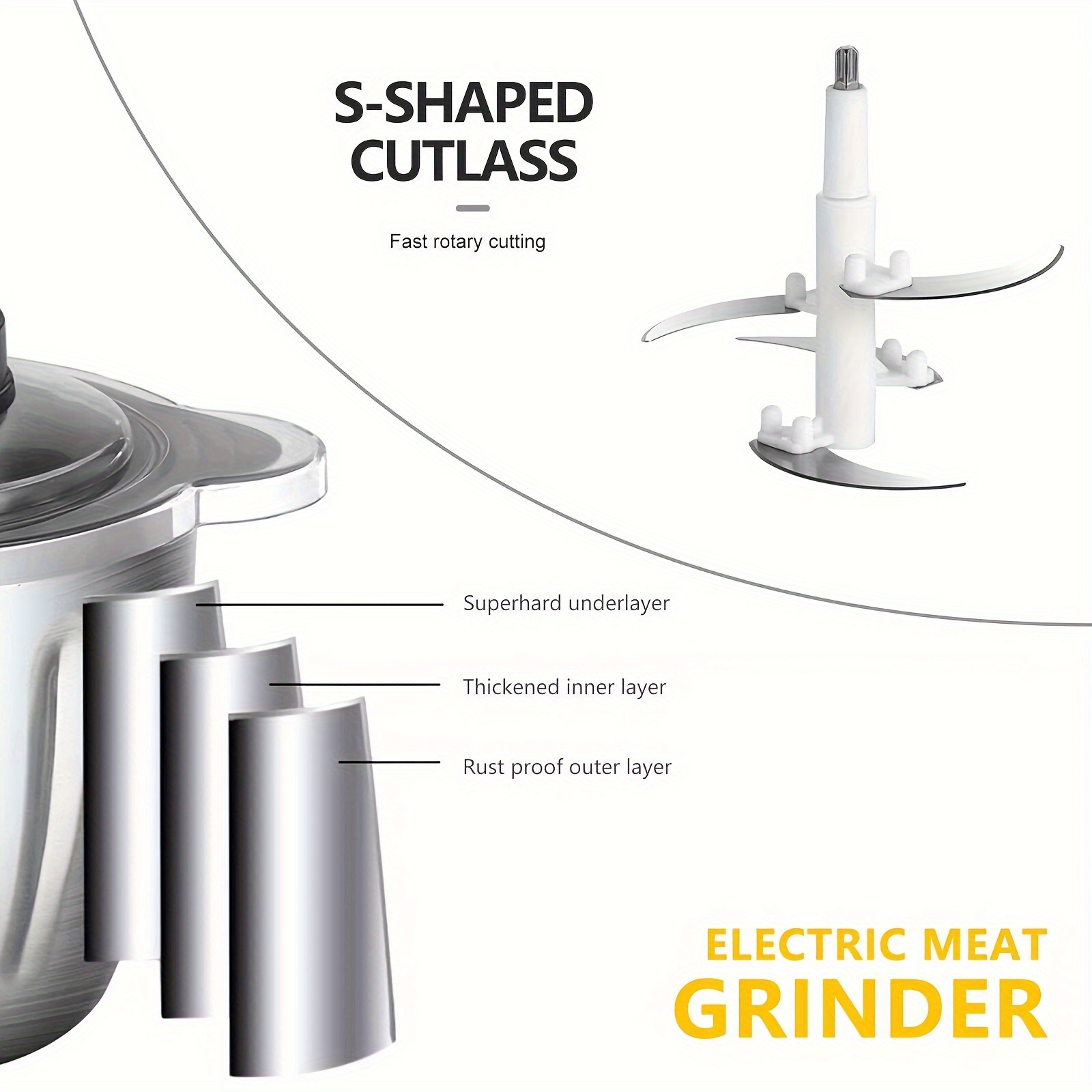 300w food processors for home and kitchen use meat grinder 4 bi level blades 2l electric food chopper meat grinder for meat vegetable fruits nuts and   food 2 speed   Product details 3