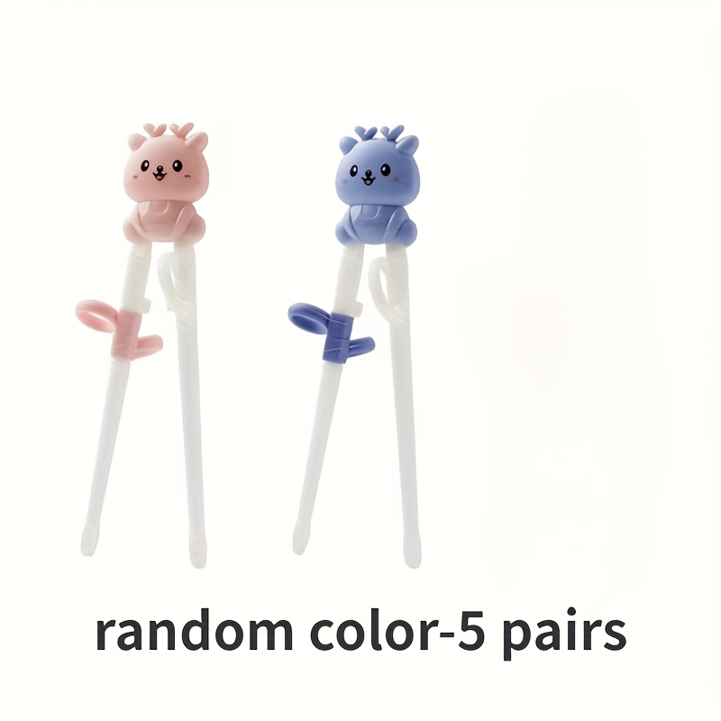 Image of 5pairs Random Color Kitchen Cutlery Training Chopsticks Chopsticks Cartoon Practice Chopsticks Learn Chopstick- Cutlery, Kitchen Supplies