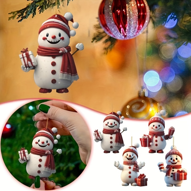 

4pcs /2d Christmas Snowman Ornaments, Christmas Pendants, Decorations, Pendant Ornaments, Car Pendants, Key Pendants, Box Ornaments, Pendants