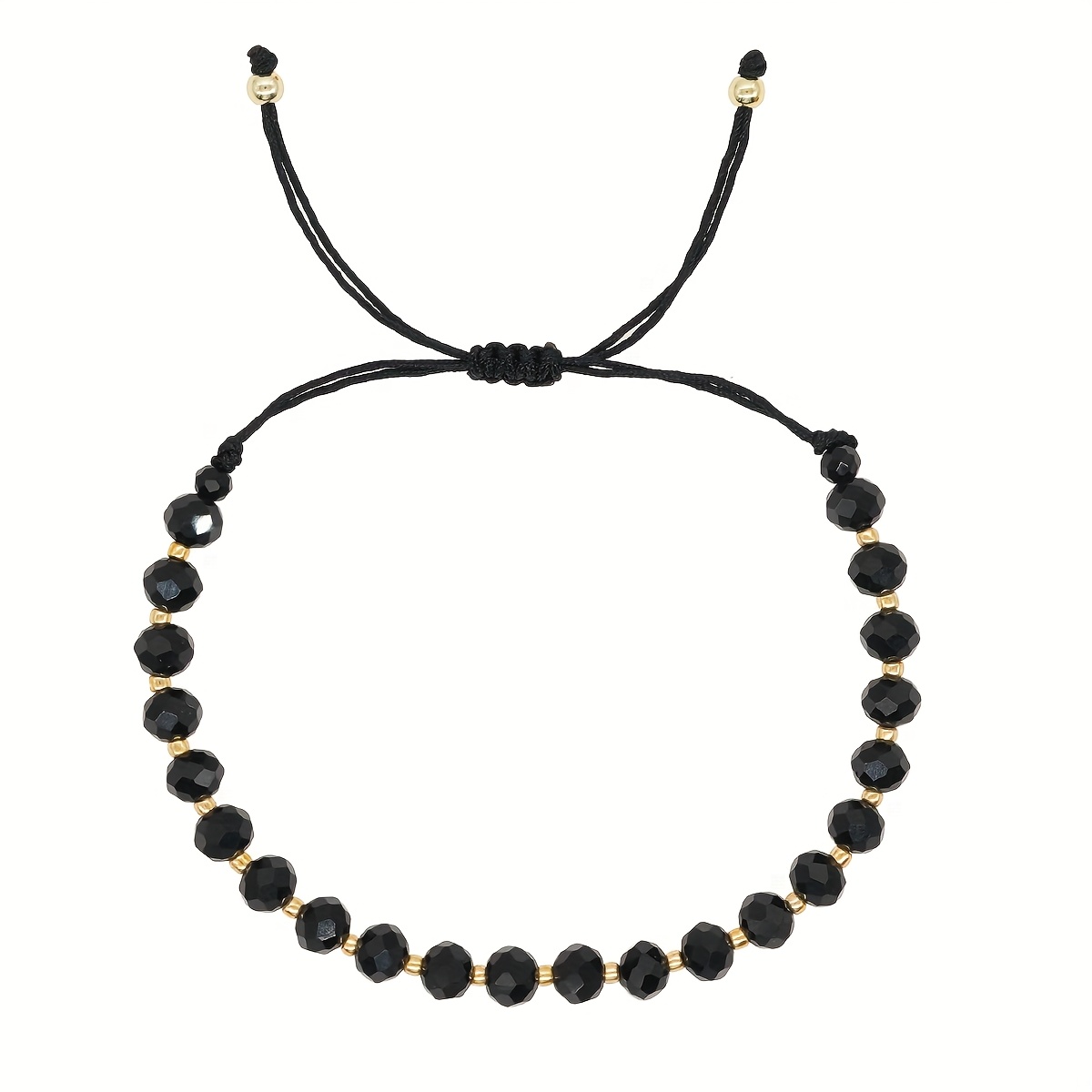 Image of A Women's Fashion Bracelet Bohemian Handmade Black Crystal Beaded Adjustable Bracelet Perfect Jewelry For Men And Women - Gift For Best Friend/lover/family - Suitable For