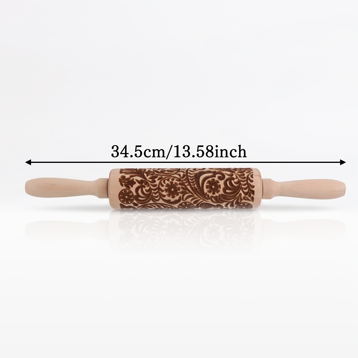 TEMU Rouleau à pâtisserie en bois 1 pièce 13,7 pouces avec motif de neige et , rouleau à pâtisserie gravé au laser, outil de pâtisserie pour biscuits