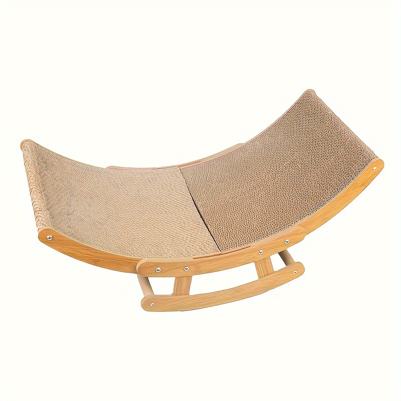 TEMU Deluxe Rocking Cat Scratcher With Solid Wood Frame - Stain-resistant, Large Swinging Lounger With Replaceable Sisal Pad, Easy Assembly, Ideal For All Cats, Cat Scratchers For Indoor Cats