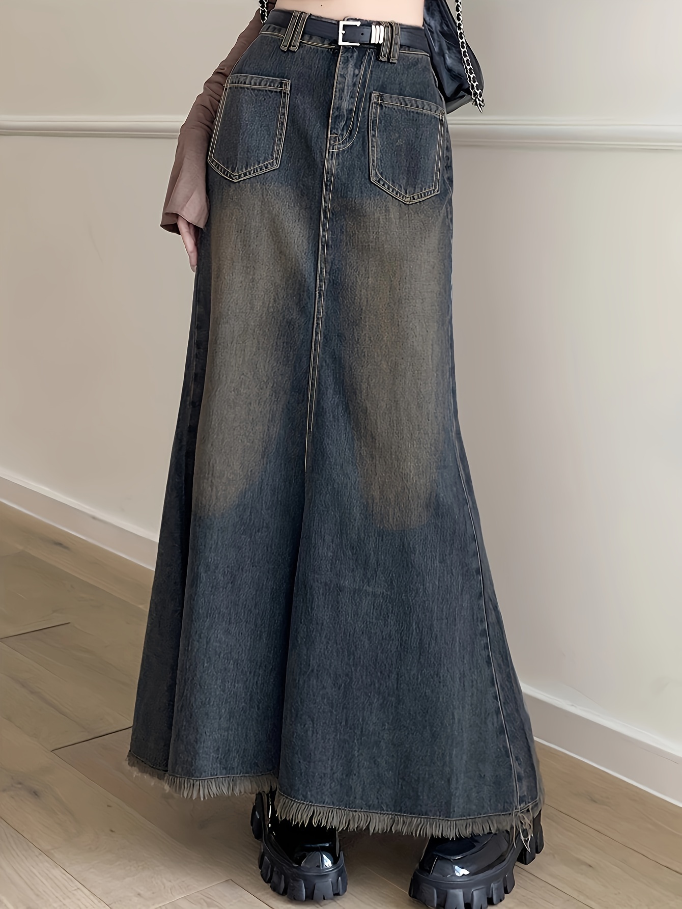 Fishtail hem hotsell denim skirt