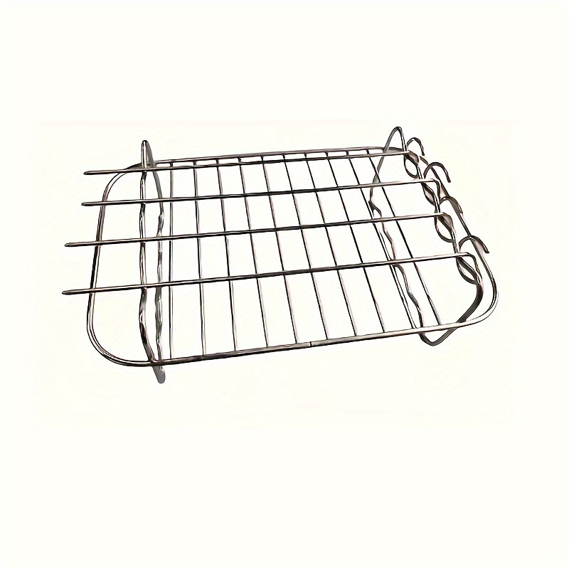 TEMU Stainless Steel Air Fryer Rack With 4 Skewers - Versatile Indoor/outdoor Bbq Grill Accessory, Perfect For Kitchen & Dining, Barbecue Cooking